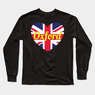 Oxford England UK British Flag Heart Long Sleeve T-Shirt